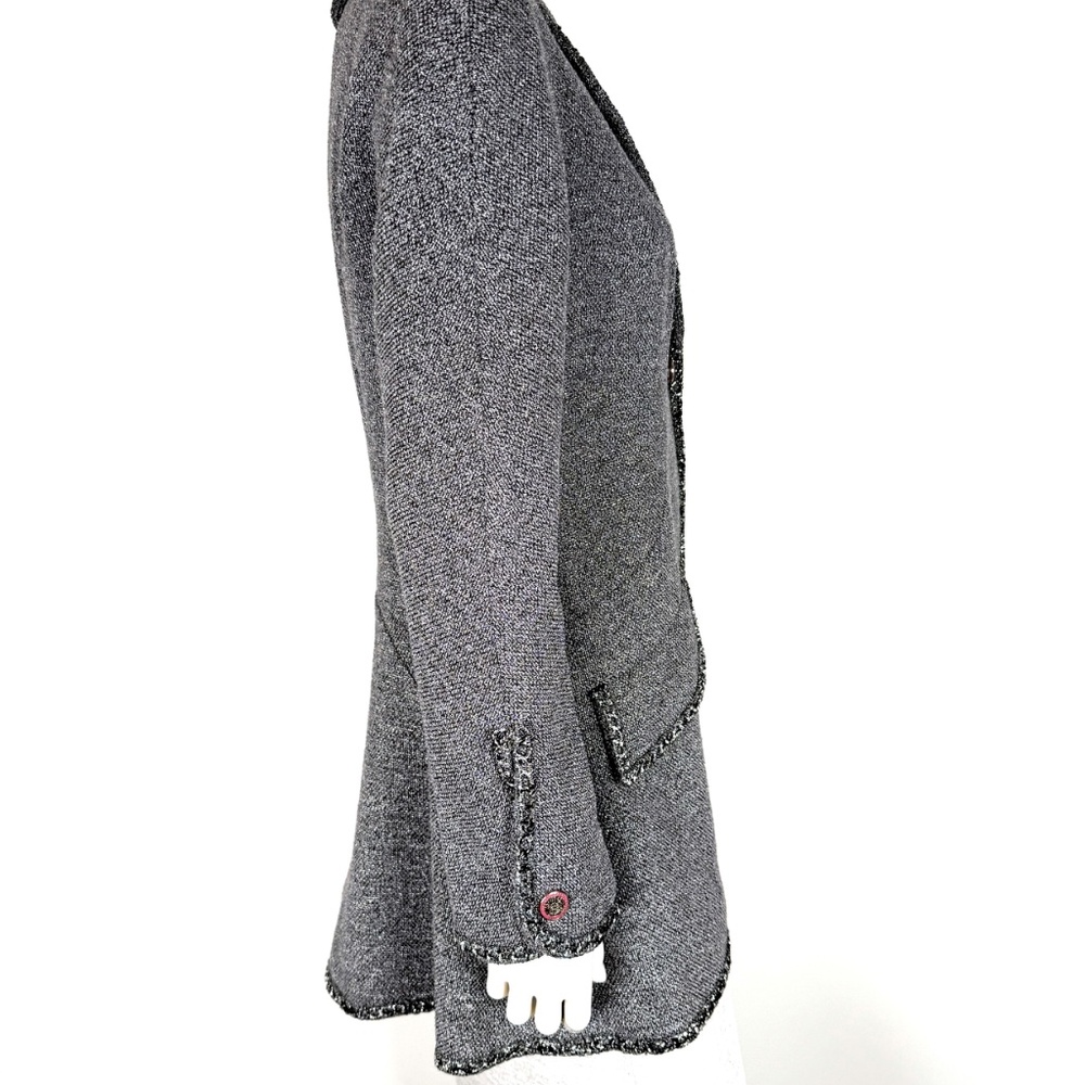CHANEL Collared Runaway 2020 Black Gray Silver Long Tweed Coat Jacket - Picture 2 of 13